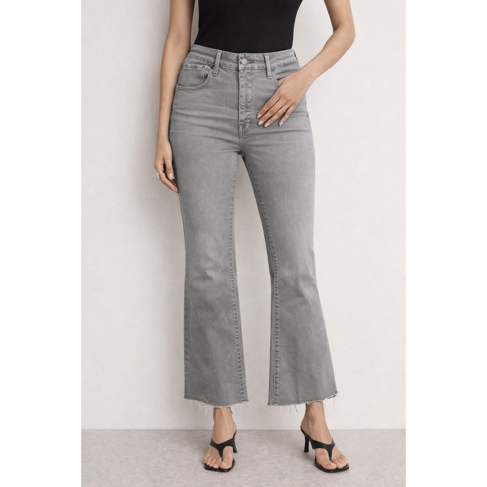 GOOD AMERICAN Good Legs Crop Mini Boot Jeans‎ Light Grey High Rise Size 15